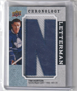 Tim Horton 2018-19 UD Chronology Letterman Patch "N" L-TO-TH #d 07/35
