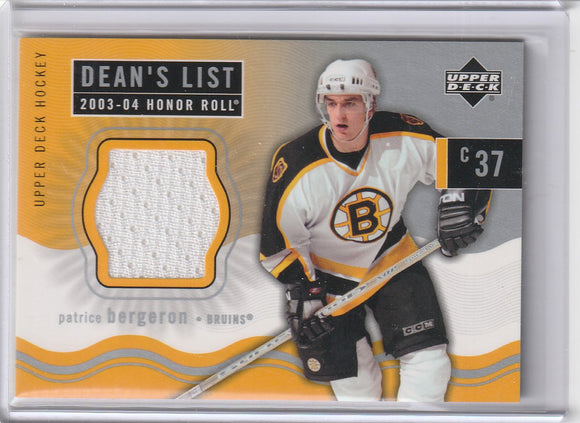 Patrice Bergeron 2003-04 Honor Roll Dean's List Rookie Jersey card #180