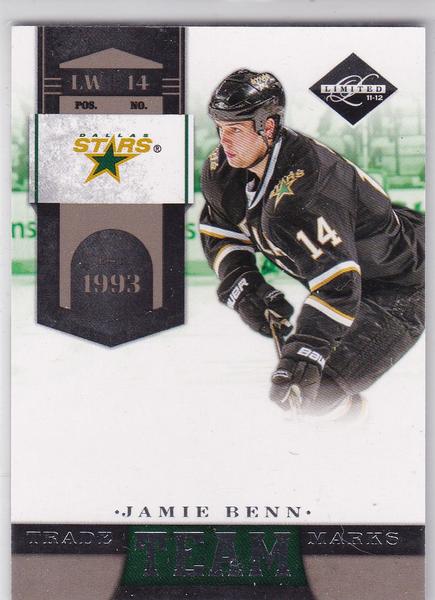 Jamie Benn 2012-13 Limited Team Trade Marks card #13 #d 153/299