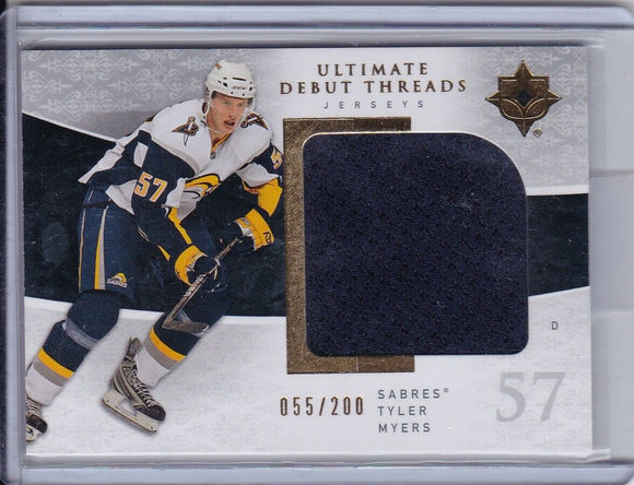 Tyler Myers 2009-10 UD Ultimate Debut Threads Rookie Jersey UDT-TM #d 055/200