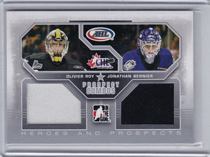 O Roy J Bernier 2009-10 Heroes And Prospects Dual Jersey card PC-06 Silver /40
