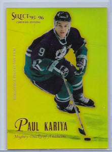 Paul Kariya 1995-96 Select Certified Mirror Gold card #13