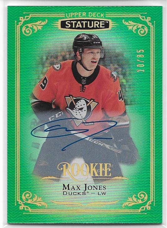 Max Jones 2019-20 Stature Autograph Rookie card #196 Green #d 10/85