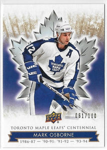 Mark Osborne 2017-18 Toronto Maple Leafs Centennial MM card #86 Gold #d 061/100