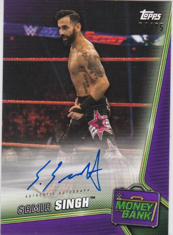Samir Singh 2019 Topps WWE Money In The Bank Autograph card A-SA #d 04/25